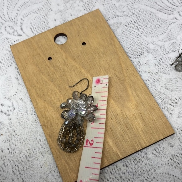 Handmade artisan crystal bead sterling silver 925 earrings sparkling statement - Picture 5 of 6